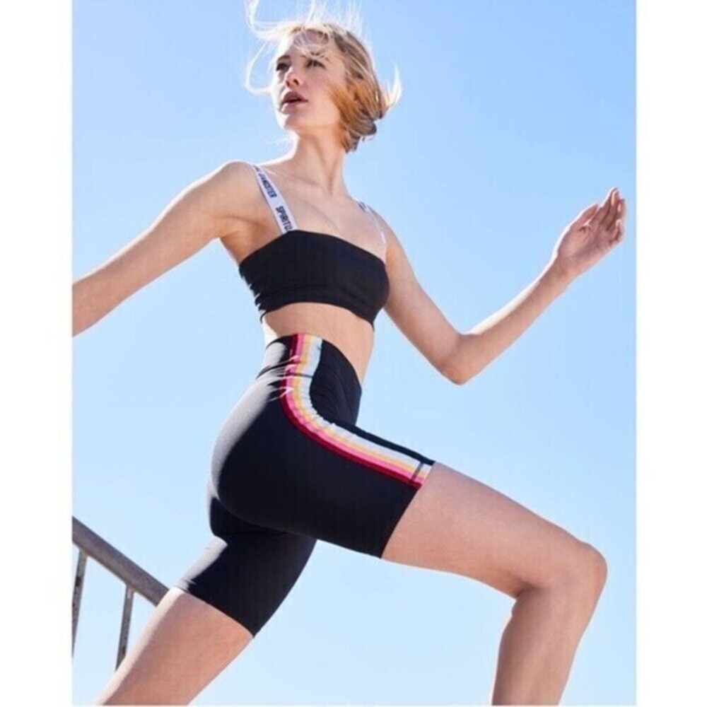 Spiritual Gangster Rainbow Strip Bike Shorts